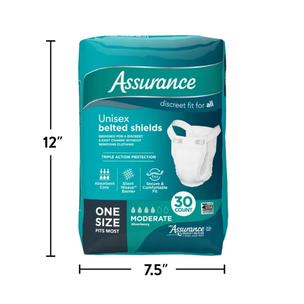 Assurance Unisex Incontinence Belted Shield, Moderate Absorbency (30 Count) - Image 4